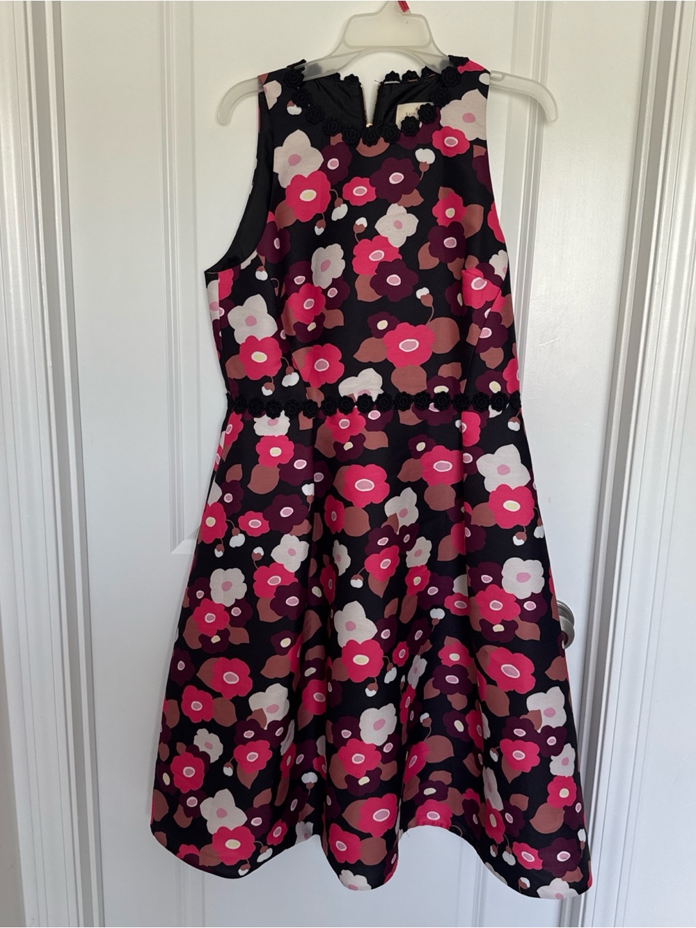 kate spade Black Midi Dress with Pink and White Floral Print - Picture 2 of 4